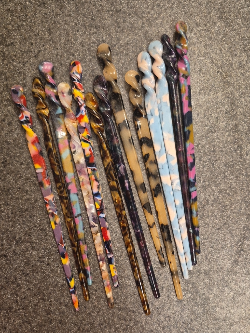 Colorful Swirl Acrylic Hair Sticks - Multicolor Set